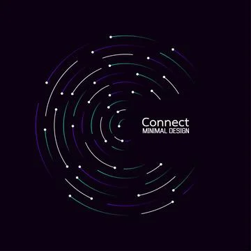 Data flow technology network connection. Abstract radial vortex circular Stock Illustration