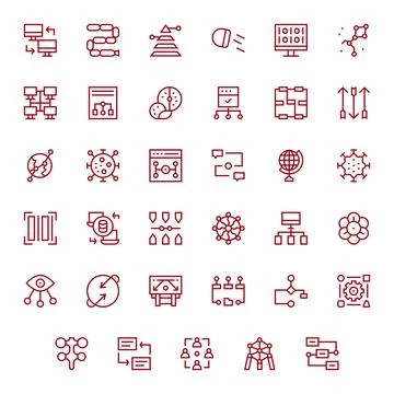 Data Flow Vector Icon Toolkit featuring 35 Detail Enhanced 256x256 Regular .. Illustrazione stock
