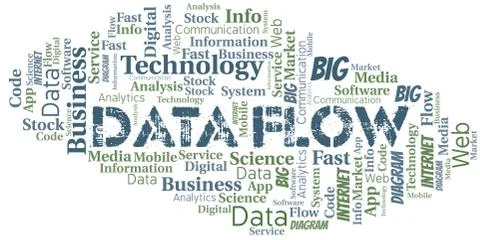 Data Flow vector word cloud, made with text only. Illustrazione stock