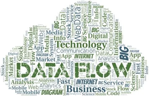 Data Flow vector word cloud, made with text only. Illustrazione stock