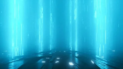 Data flow vertical flux scifi scene Stock Illustration