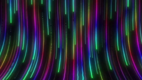 Data flow vibrant neon lines flow in rhythmic waves across dark background, crea Stock Footage 321231811