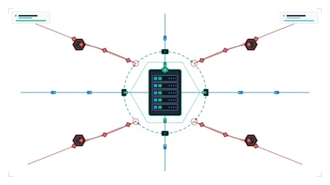 Data Flow Visualization Around a Central Server Stock Footage 345920311