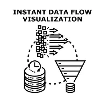 Data flow visualization processing information instantly Stock Illustration