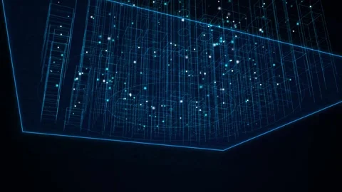 Data flow visualization showing abstract digital network connections inside.. Stock Footage 345041310