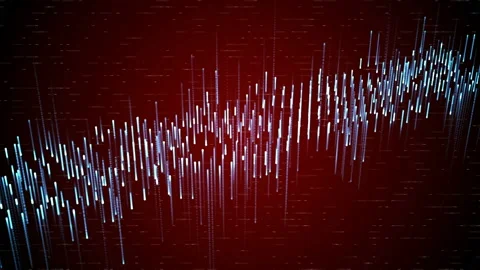 Data flow with wave analysis on red background Stock Footage 149196938