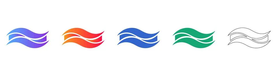Data Flow Wave Icons Set Stock Illustration