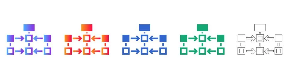Data Flowchart Process Icons in Vibrant Gradient Styles イラスト素材