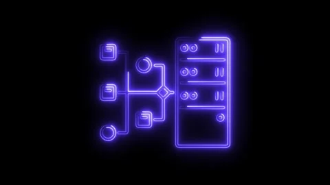 Data flowchart with server neon style animation on black background Stock Footage 308179300