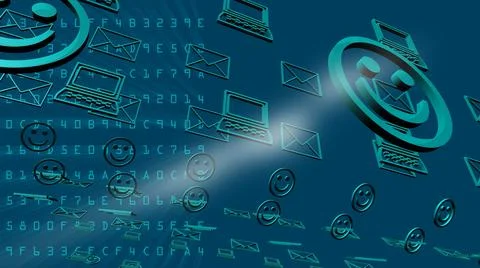 Data flowing in cyberspace on blue background 스톡 일러스트