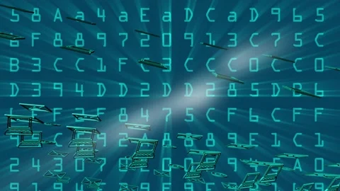 Data flowing at speed in cyberspace animation Stock Footage 195115555