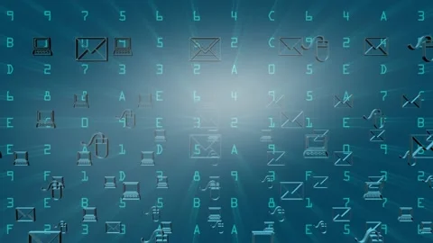 Data flowing at speed in cyberspace animation Stock Footage 195981744