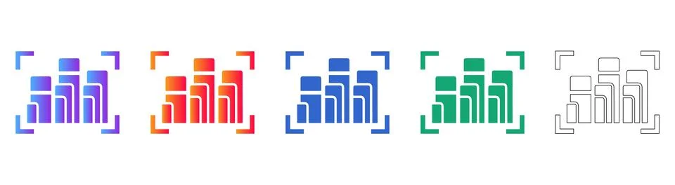 Data Focus Analysis Bar Chart Icons Illustrazione stock
