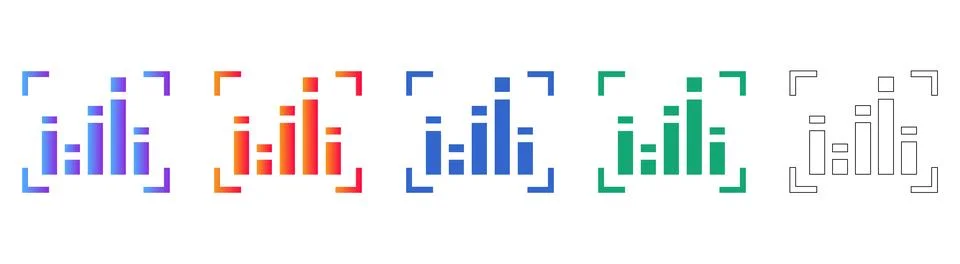 Data Focus Analytics Icon Collection Stock Illustration