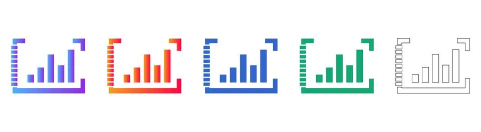 Data Focus and Analysis Icon Collection Stock Illustration