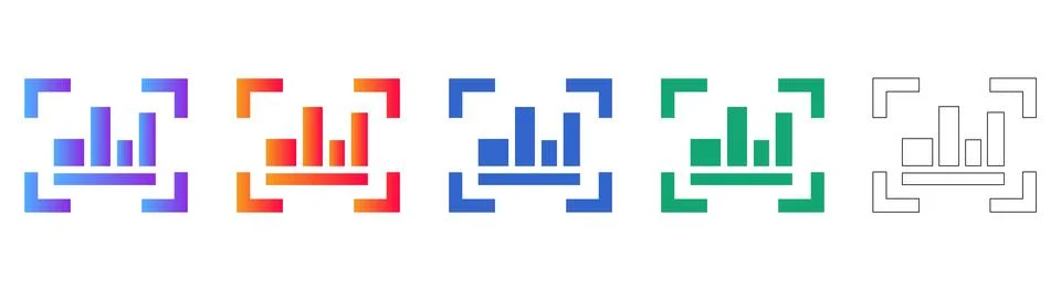 Data Focus and Analytics Frame Icons Illustrazione stock