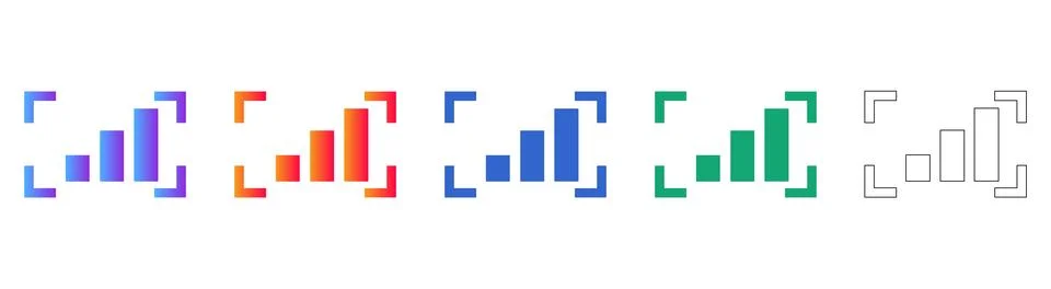 Data Focus Frame Bar Chart Icons Stock Illustration