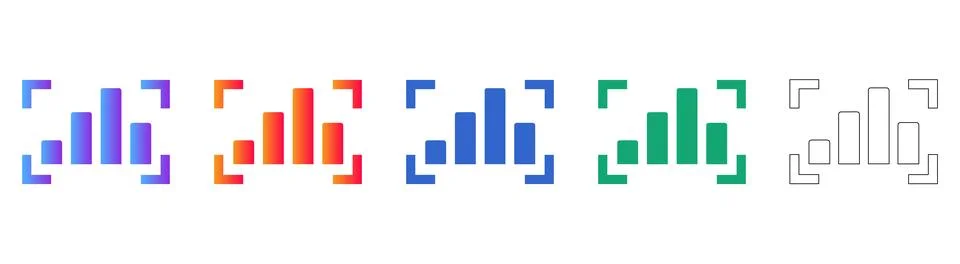 Data Focus Frame Icon Set Illustrazione stock
