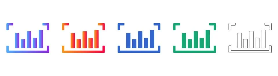 Data Focused Focus Frame Analytics Icons 스톡 일러스트
