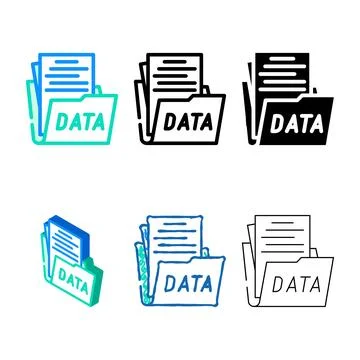 Data folder color icon vector styles Stock Illustration
