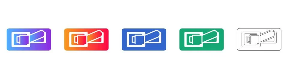 Data Folder with Document Icon Set in Gradient and Outline Stockillustratie