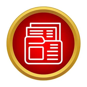 Data folder documents icon on red button 스톡 일러스트