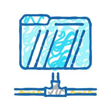 Data folder icon doodle illustration Stock Illustration