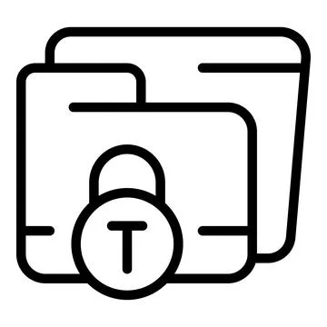 Data folder icon outline vector. Cyber key Stock Illustration