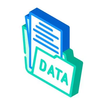 Data folder isometric icon vector illustration Illustrazione stock