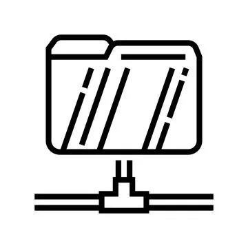 Data folder line icon vector illustration Illustrazione stock