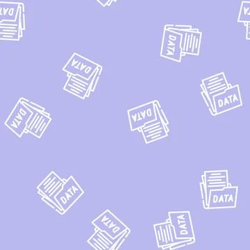 Data folder line vector seamless pattern Stock Illustration