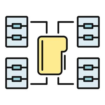 Data folder managing storage servers network connection Stock Illustration
