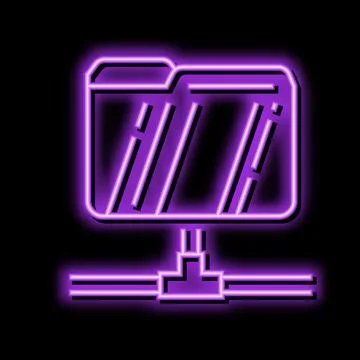 Data folder neon glow icon illustration Illustrazione stock