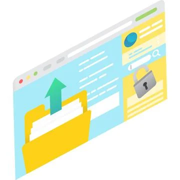 Data folder protection with lock icon vector 스톡 일러스트