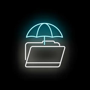 Data folder receiving digital protection from umbrella icon Stock Illustration