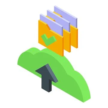 Data folder vpn icon isometric vector. Secure network Stock Illustration