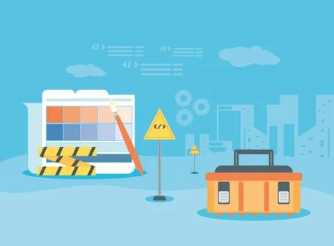 Data folder with webpage under cosntruction Stock-Illustration