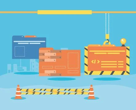 Data folder with webpage under cosntruction Stock-Illustration