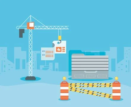 Data folder with webpage under cosntruction Stock-Illustration