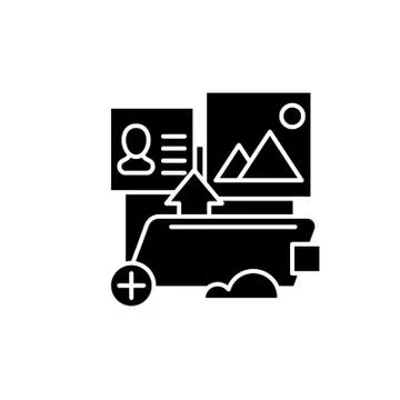 Data folders black icon, vector sign on isolated background. Data folders Illustrazione stock