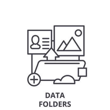 Data folders line icon concept. Data folders vector linear illustration, symbol Stock Illustration