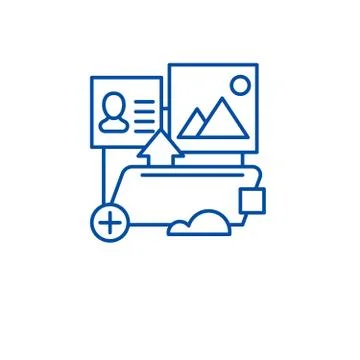 Data folders line icon concept. Data folders flat vector symbol, sign, outline Stock-Illustration