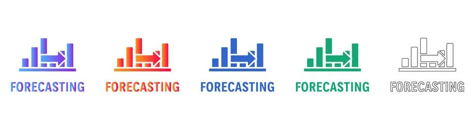 Data Forecasting Bar Chart Icon Set Stock Illustration