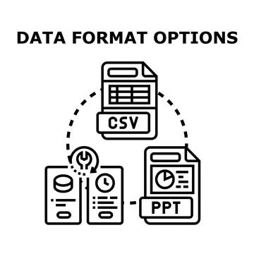 Data format options concept showing various file types Stock Illustration