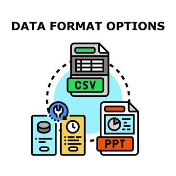 Data format options concept showing various file types Stock Illustration