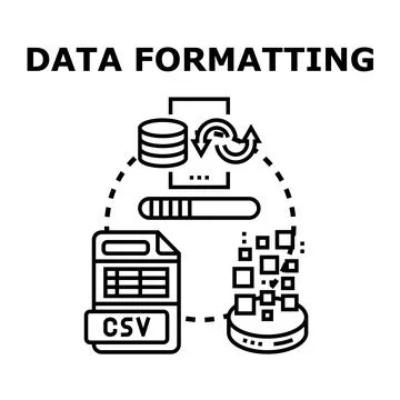 Data formatting process converting information for digital use イラスト素材