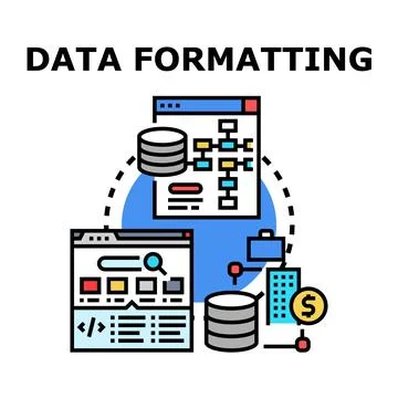 Data formatting process structuring digital information for analysis 库存插图