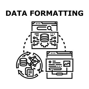 Data formatting processing and transformation vector concept Stock Illustration