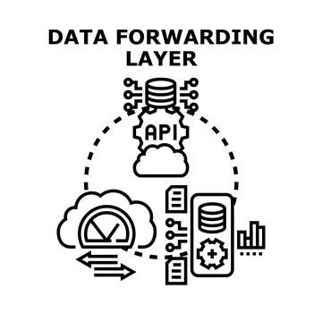 Data forwarding layer architecture processing information network Stock Illustration