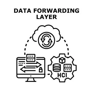 Data forwarding layer network computing concept 스톡 일러스트